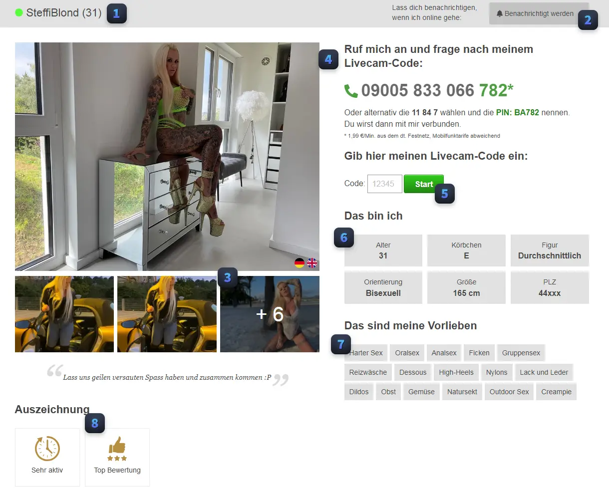 Die Profile der privaten Telefongirls